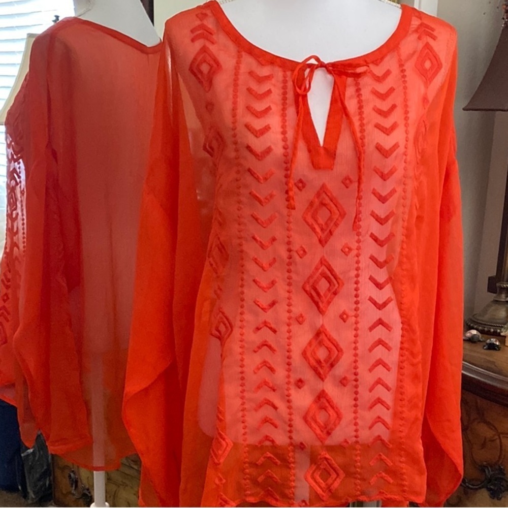 Old Navy Orange Tie Front Tunic with Relaxed Fit-Size XL